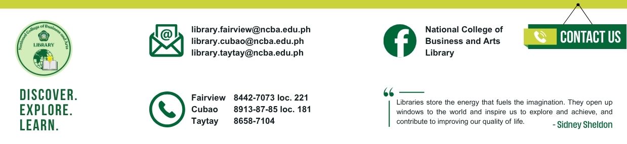 NCBA Library KOHA OPAC Footer